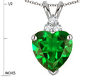 Star K™ 8mm Heart Shape Simulated Emerald Three Stone Pendant Necklace