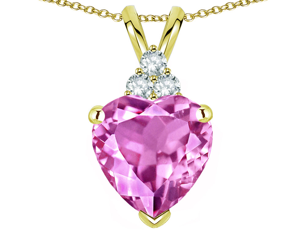 Tommaso Design™ Heart Shape 8mm Created Pink Sapphire Heart Pendant Necklace