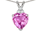 Tommaso Design™ Heart Shape 8mm Created Pink Sapphire Heart Pendant Necklace
