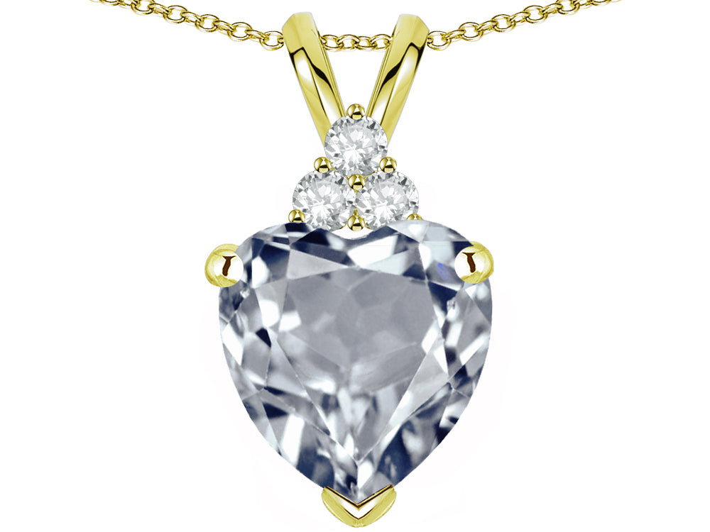 Tommaso Design™ Heart Shape 8mm Genuine Aquamarine Pendant Necklace