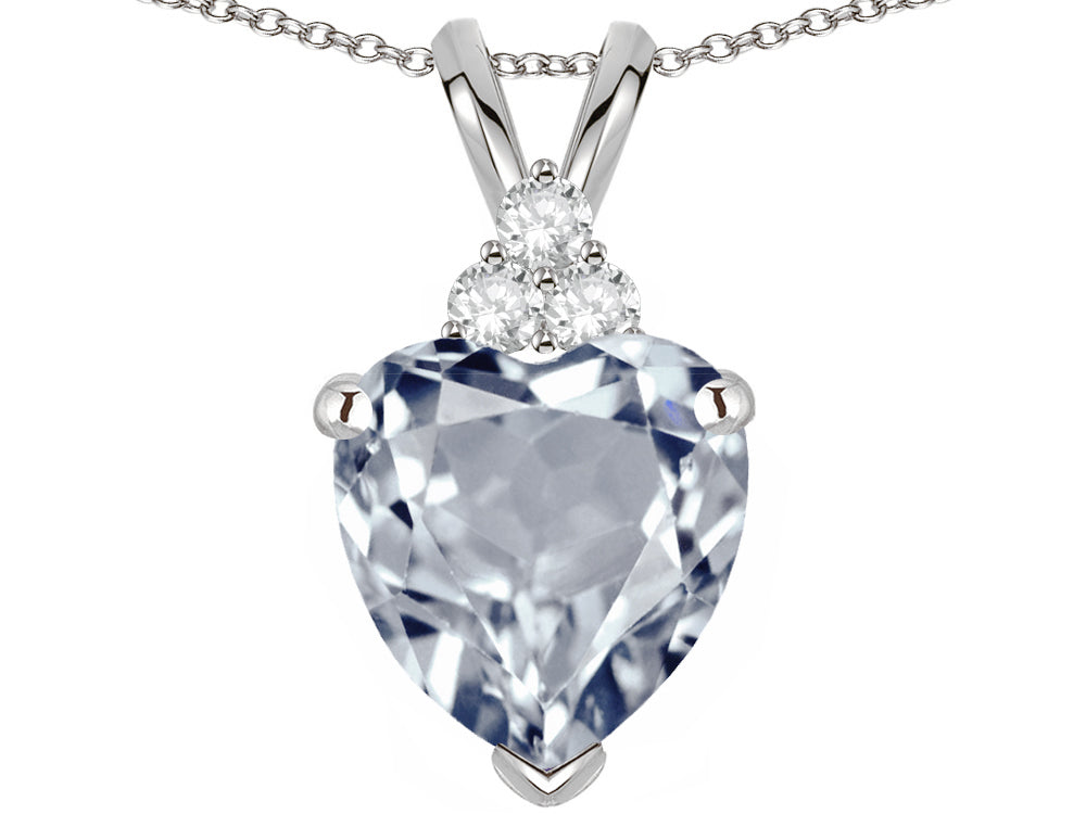 Tommaso Design™ Heart Shape 8mm Genuine Aquamarine Pendant Necklace