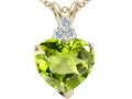 Tommaso Design™ Heart Shape 8mm Genuine Peridot and Diamond Pendant Necklace