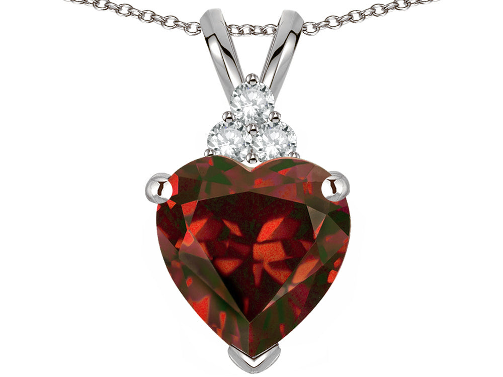 Tommaso Design™ 8mm Heart Shape Genuine Garnet Pendant Necklace