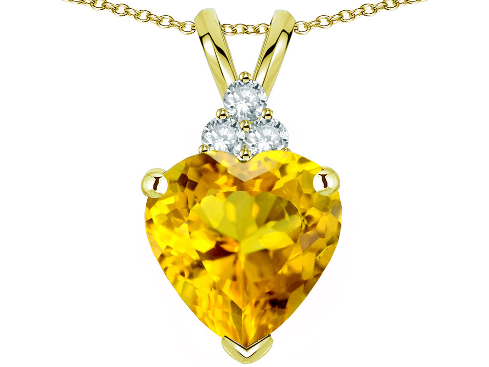 Tommaso Design™ Heart Shape 8mm Genuine Citrine Pendant Necklace