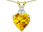 Tommaso Design™ Heart Shape 8mm Genuine Citrine Pendant Necklace