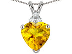 Tommaso Design™ Heart Shape 8mm Genuine Citrine Pendant Necklace