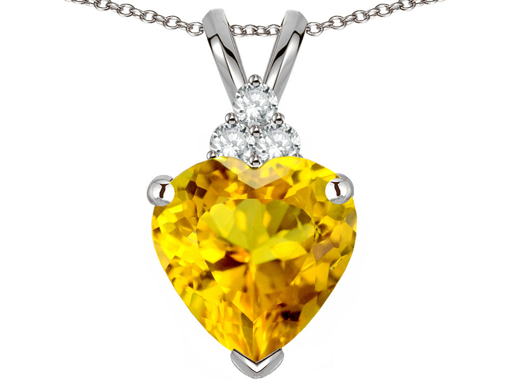 Tommaso Design™ Heart Shape 8mm Genuine Citrine Pendant Necklace