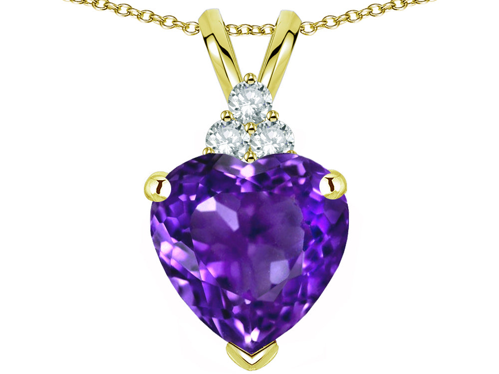 Tommaso Design™ Heart Shape 8mm Genuine Amethyst Pendant Necklace