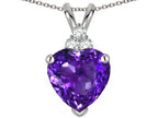 Tommaso Design™ Heart Shape 8mm Genuine Amethyst Pendant Necklace
