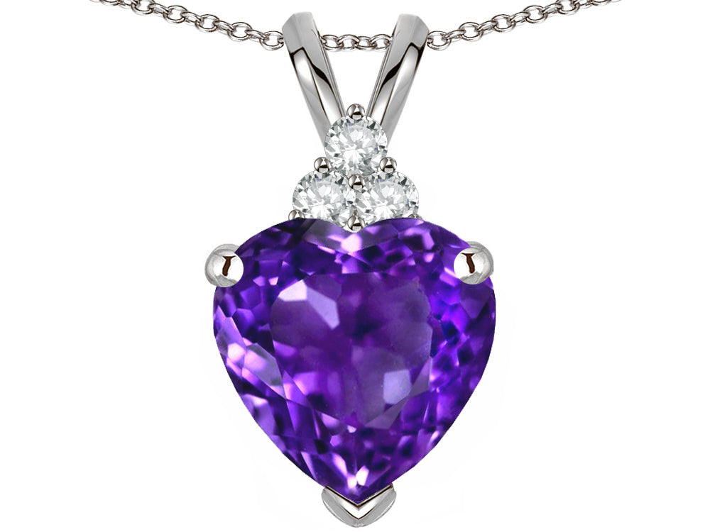 Tommaso Design™ Heart Shape 8mm Genuine Amethyst Pendant Necklace