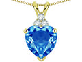 Tommaso Design™ Heart Shape 8mm Genuine Blue Topaz Pendant Necklace