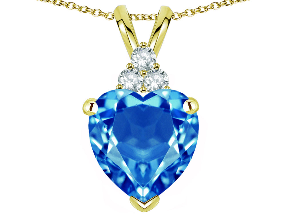 Tommaso Design™ Heart Shape 8mm Genuine Blue Topaz Pendant Necklace