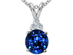 Tommaso Design™ Round 7mm Created Blue Sapphire Pendant Necklace