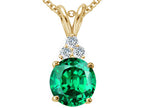Tommaso Design™ Round 7mm Simulated Emerald And Pendant Necklace