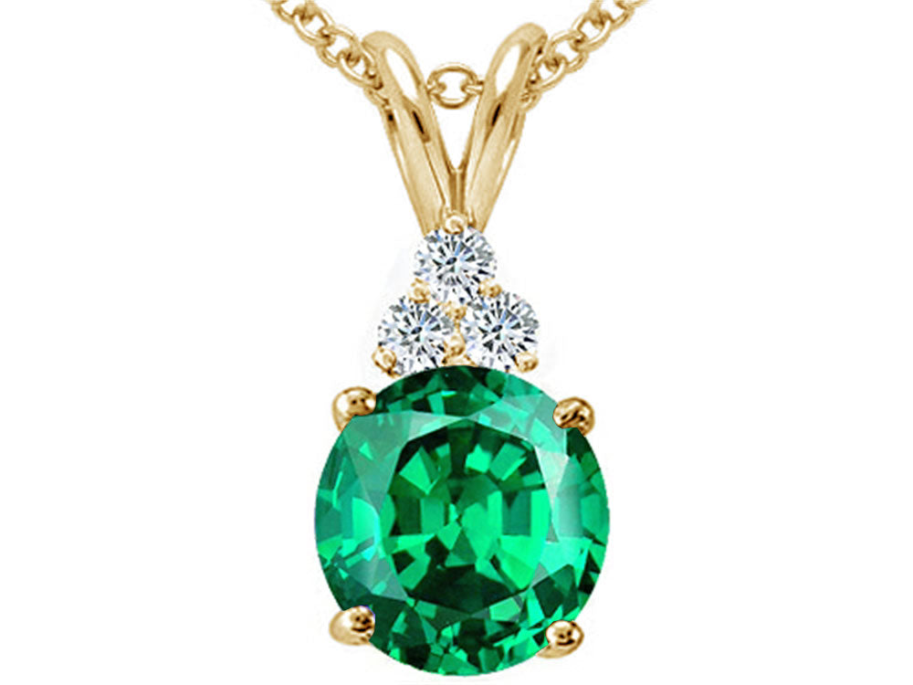 Tommaso Design™ Round 7mm Simulated Emerald And Pendant Necklace
