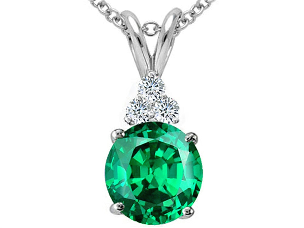 Tommaso Design™ Round 7mm Simulated Emerald And Pendant Necklace