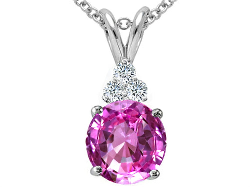 Tommaso Design™ Round 7mm Created Pink Sapphire Pendant Necklace