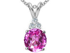 Tommaso Design™ Round 7mm Created Pink Sapphire Pendant Necklace
