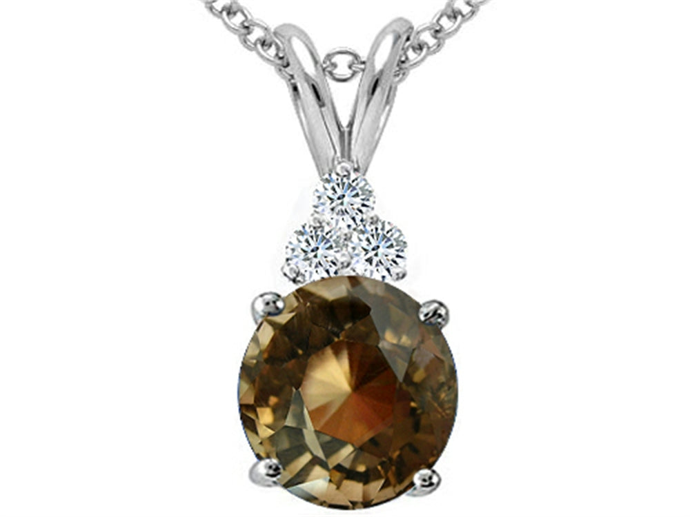 Tommaso Design™ Round 7mm Genuine Smoky Quartz Pendant Necklace