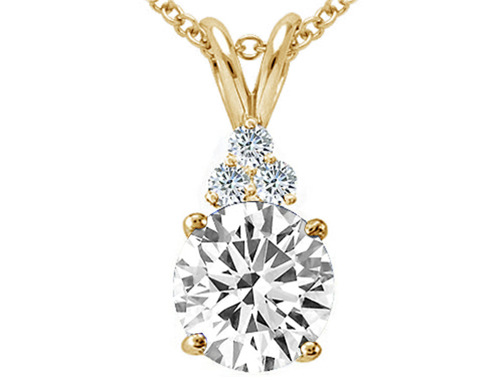 Tommaso Design™ Round 7mm Genuine White Topaz Pendant Necklace