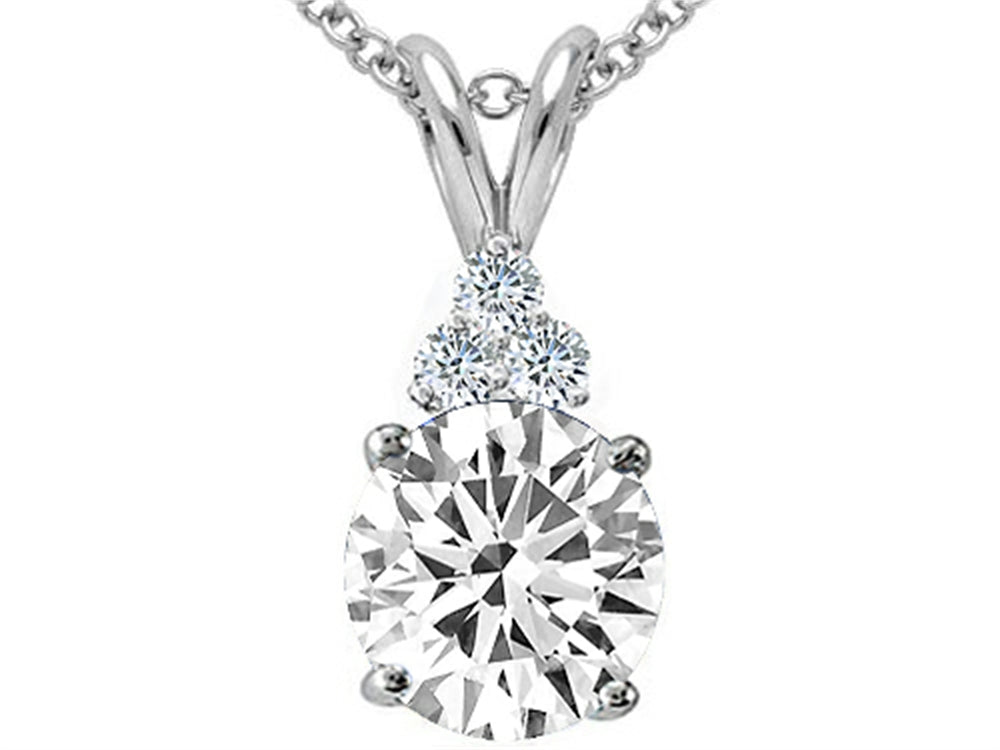Tommaso Design™ Round 7mm Genuine White Topaz Pendant Necklace