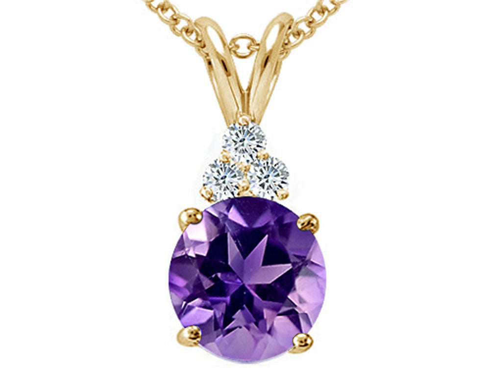 Tommaso Design™ Round 7mm Genuine Amethyst Pendant Necklace
