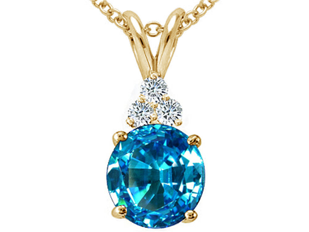 Tommaso Design™ Round 7mm Genuine Blue Topaz Pendant Necklace