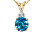 Tommaso Design™ Round 7mm Genuine Blue Topaz Pendant Necklace