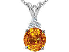 Tommaso Design™ Round 7mm Genuine Citrine Pendant Necklace