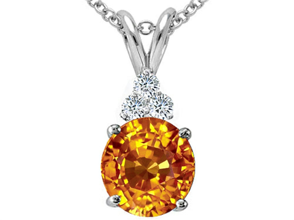 Tommaso Design™ Round 7mm Genuine Citrine Pendant Necklace