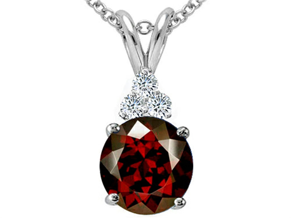 Tommaso Design™ Round 7mm Genuine Garnet Pendant Necklace