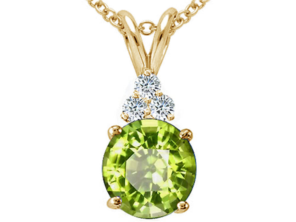 Tommaso Design™ Round 7mm Genuine Peridot Pendant Necklace