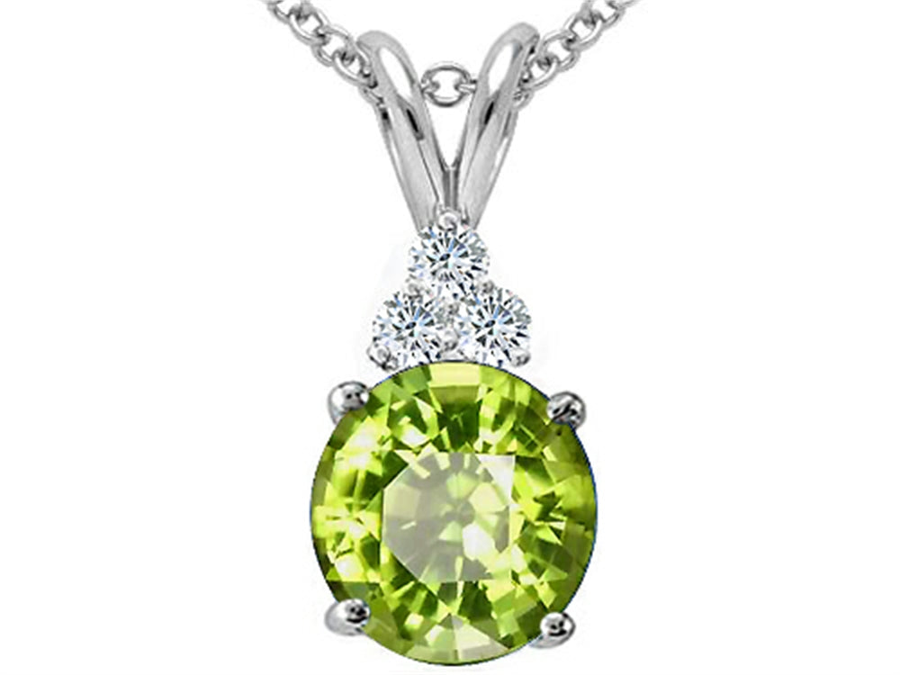 Tommaso Design™ Round 7mm Genuine Peridot Pendant Necklace
