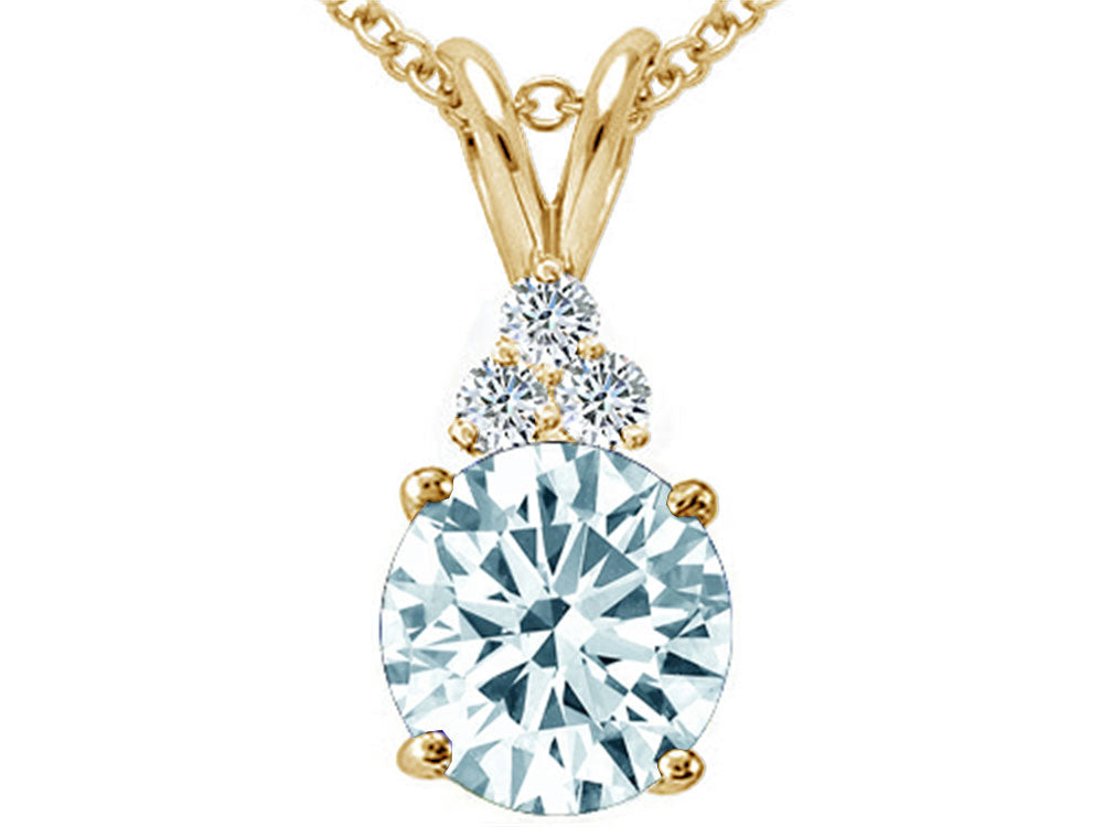 Tommaso Design™ Round 7mm Genuine Aquamarine Pendant Necklace