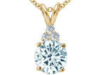 Tommaso Design™ Round 7mm Genuine Aquamarine Pendant Necklace