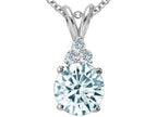 Tommaso Design™ Round 7mm Genuine Aquamarine Pendant Necklace