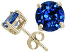 Tommaso Design™ 7mm Round Created Blue Sapphire Earrings Studs