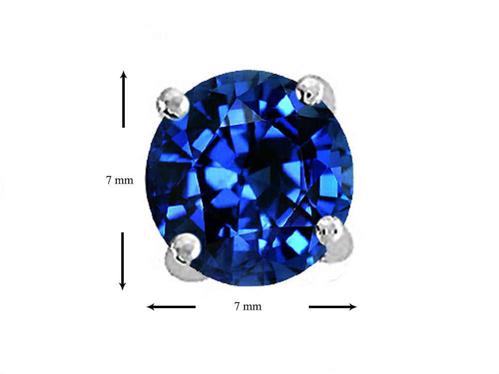 Star K 7mm Round Created Blue Sapphire Earrings Studs