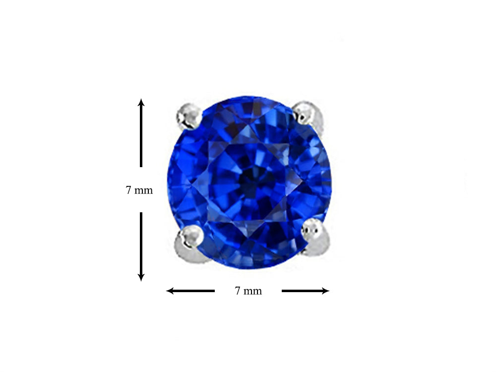 FJC Finejewelers 14k Yellow Gold 7mm Round Created Blue Sapphire Stud Earrings