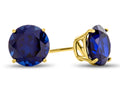 FJC Finejewelers 14k Yellow Gold 7mm Round Created Blue Sapphire Stud Earrings