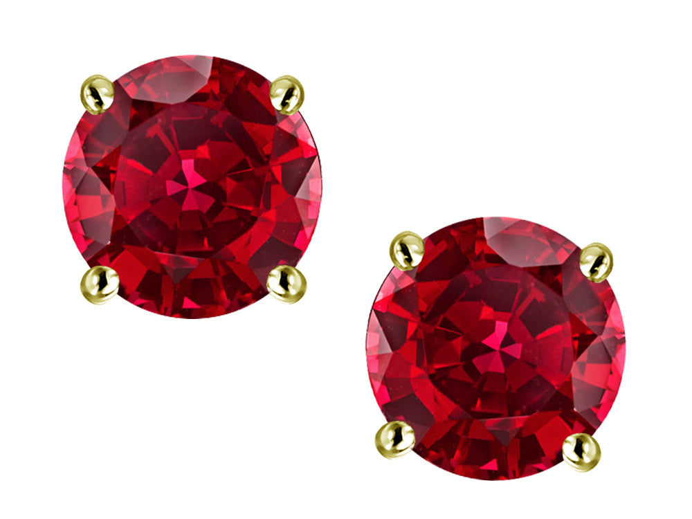 Star K™ Round 6mm Created Ruby Classic Screw Back Stud Earrings
