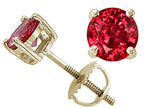 Tommaso Design™ Round 6mm Created Ruby Screw Back Earrings Studs
