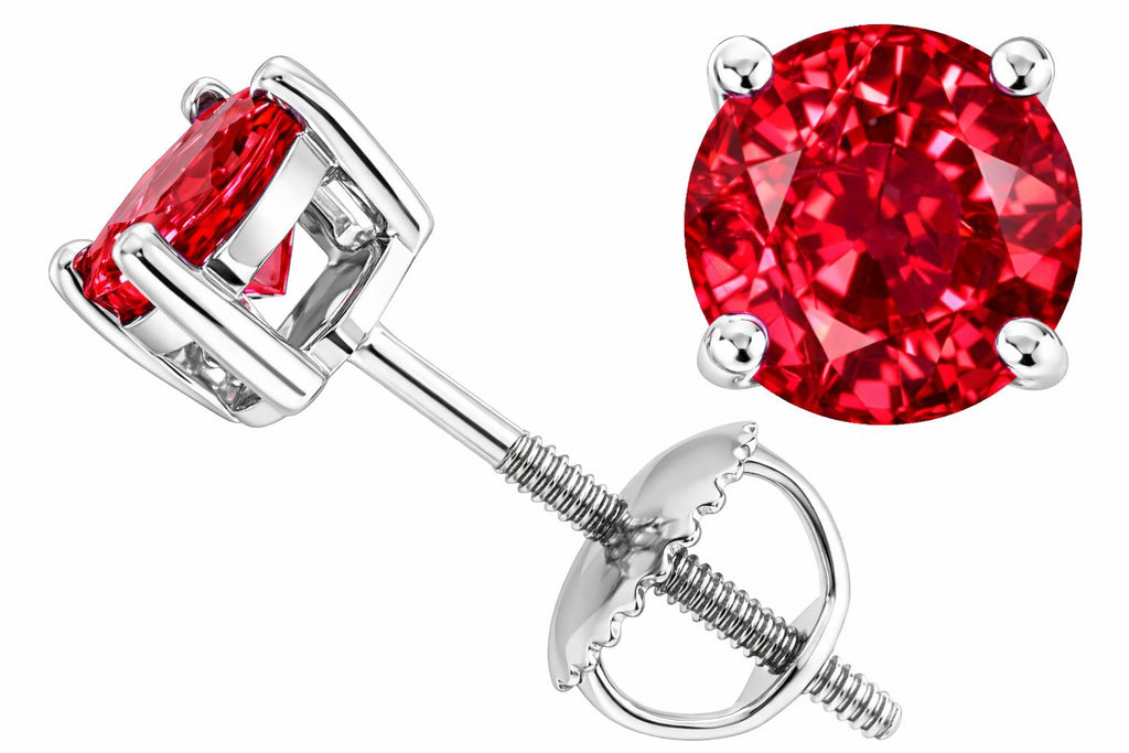 Tommaso Design™ Round 6mm Created Ruby Screw Back Earrings Studs