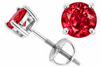 Tommaso Design™ Round 6mm Created Ruby Screw Back Earrings Studs