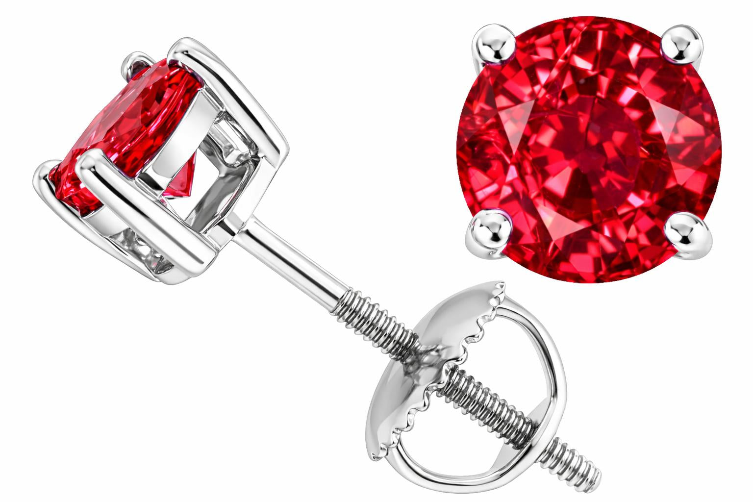 Tommaso Design™ Round 6mm Created Ruby Screw Back Earrings Studs