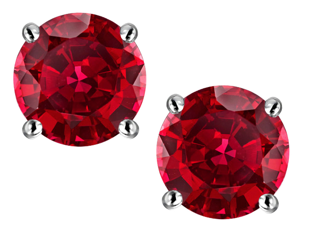 Star K™ Round 7mm Created Ruby Classic Screw Back Stud Earrings