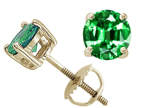 Tommaso Design™ Round 6mm Simulated Emerald Screw Back Earrings Studs