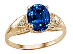 Tommaso Design Oval 9x7mm Created Blue Sapphire Ring