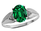 Tommaso Design Oval 9x7mm Simulated Emerald And Ring