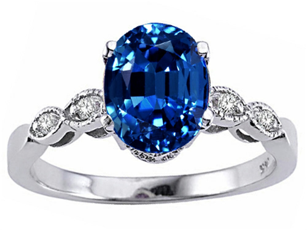 Tommaso Design Oval 8x6mm Created Blue Sapphire Ring